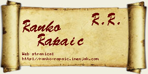 Ranko Rapaić vizit kartica
